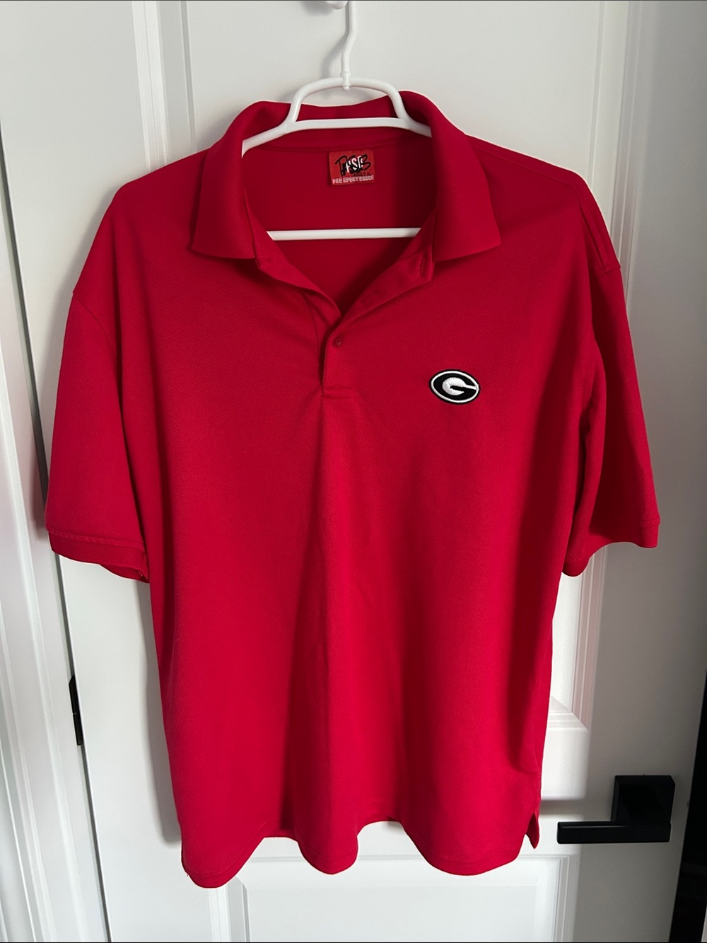 Men's Red Polo with Embroidered 'G' Chest Patch